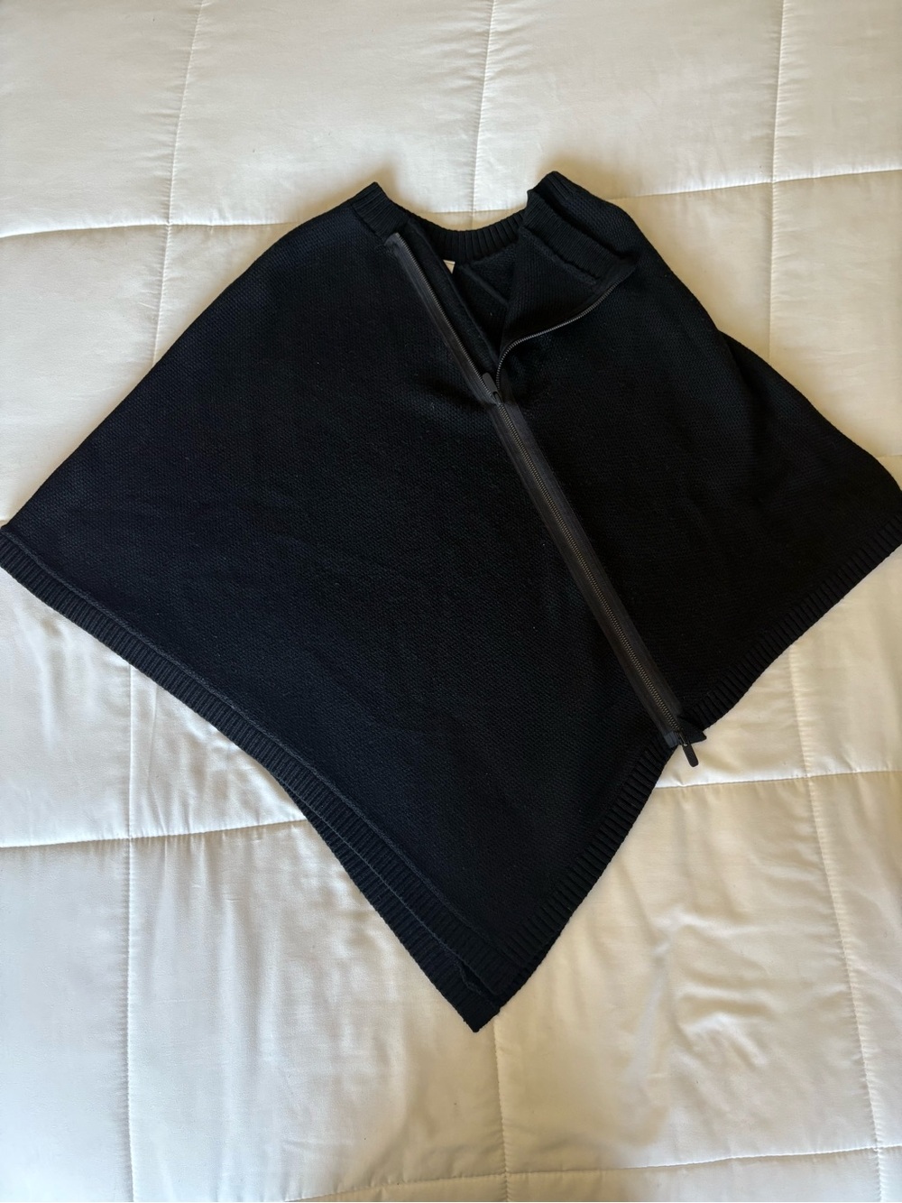 Lululemon Black Knit Zip Poncho - Merino Wool